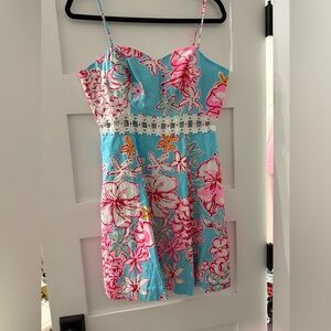 Lilly Pulitzer Blue and Pink Floral Kids Dress